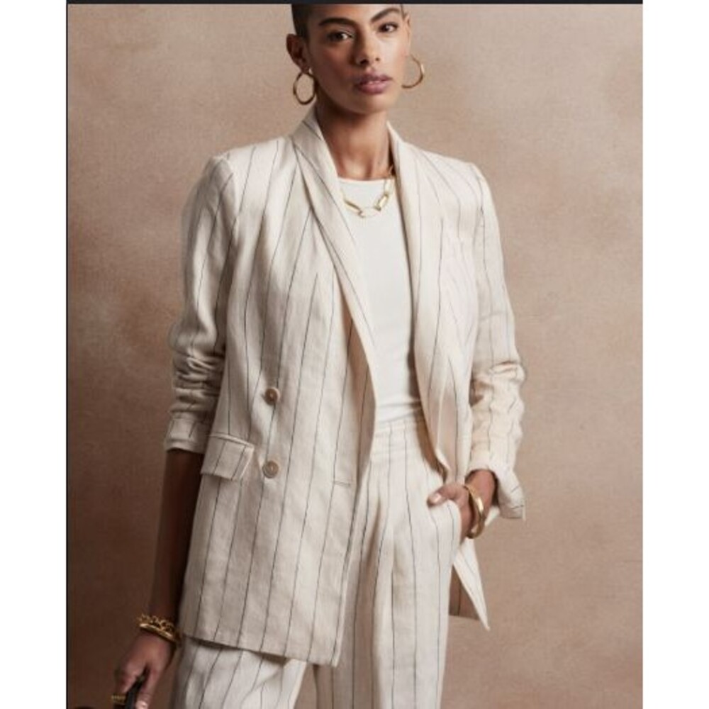 Banana Republic Cream Striped Blazer